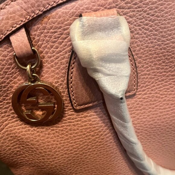 GUCCI DOLLAR CALFSKIN GG CHARM PINK TOTE WITH CROSSBODY STRAP - Picture 8 of 8